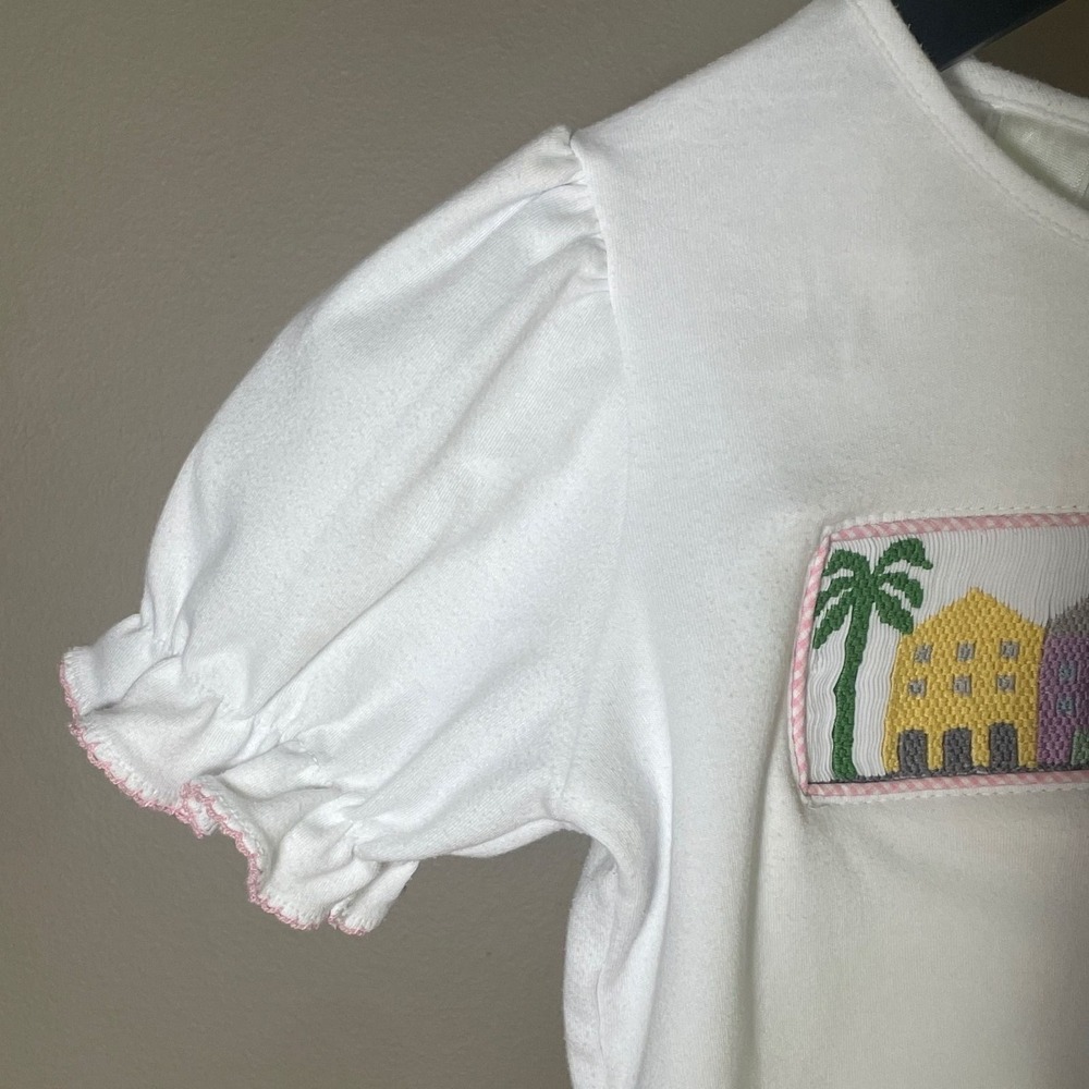 White Smocked Shirt Girls 4T Rainbow Row Charleston Boutique Coastal 100% Cotton - Picture 4 of 8